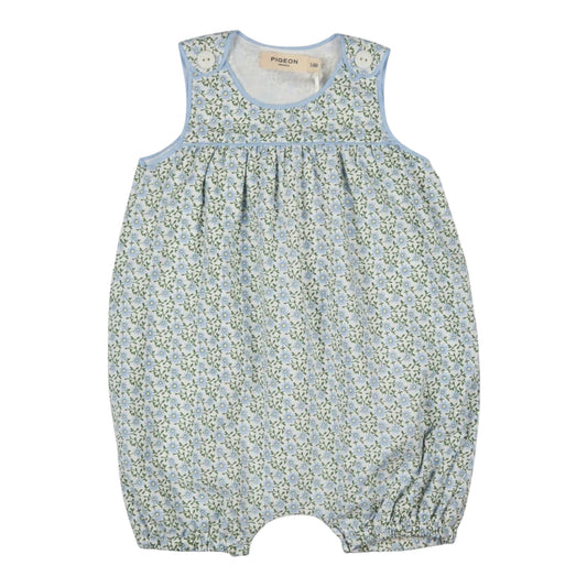 Pigeon Organics, rompers, Pigeon Organics - Ditsy pale blue print shortie, romper