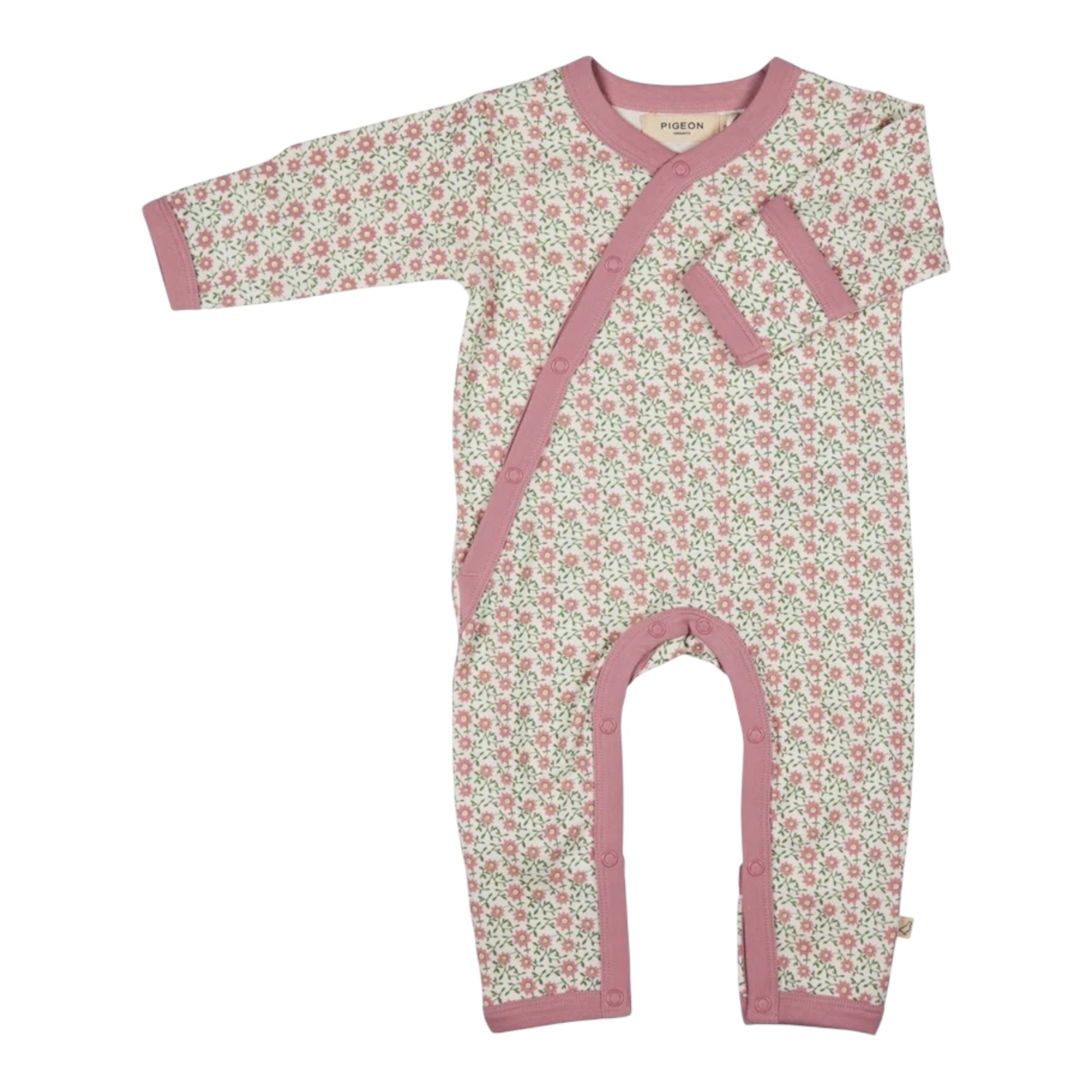 Pigeon Organics, rompers, Pigeon Organics - Ditsy pink print romper