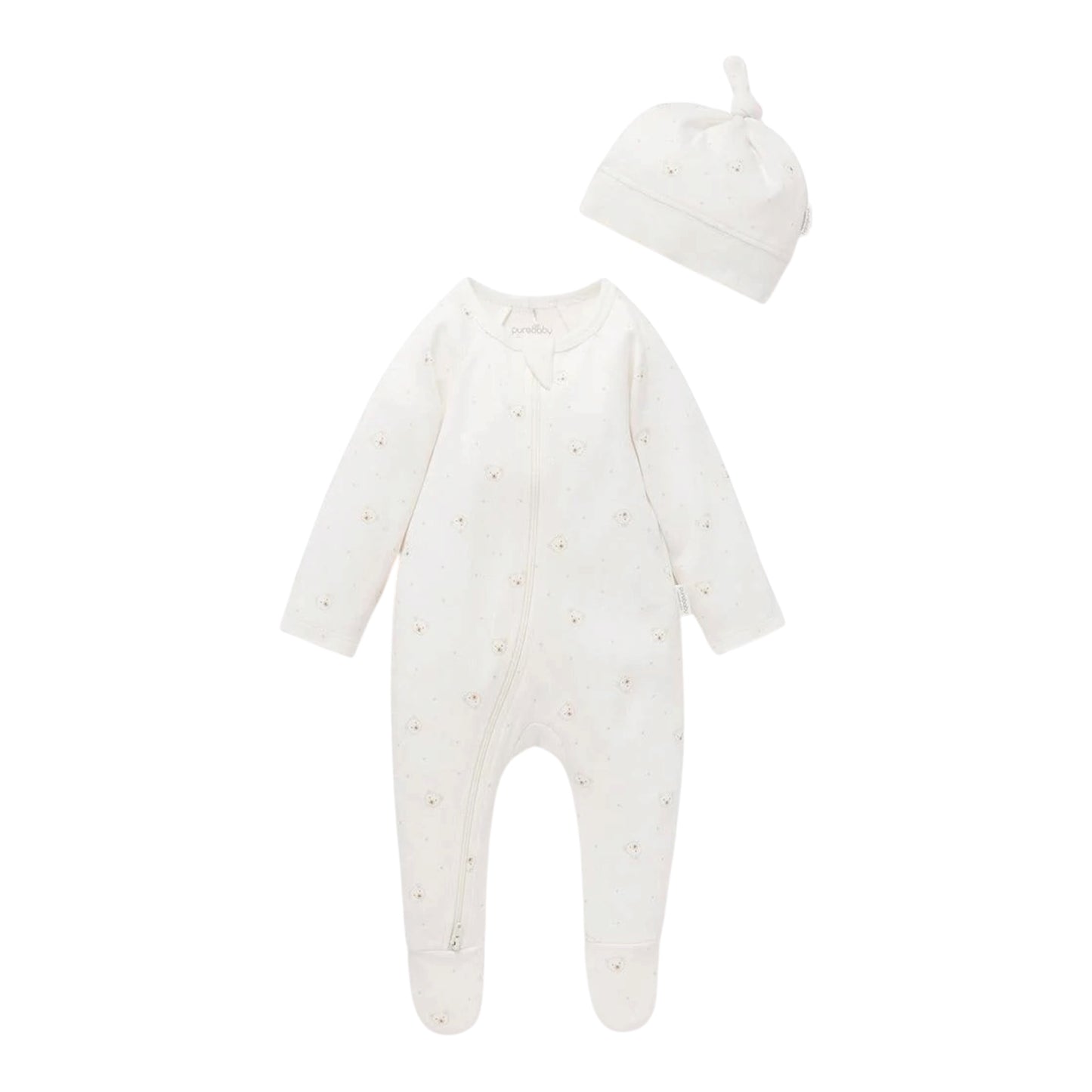 purebaby - Baby romper & hat set, neutral