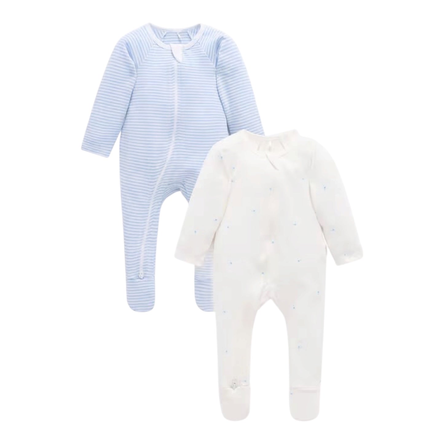 purebaby - 2 pack rompers, blue