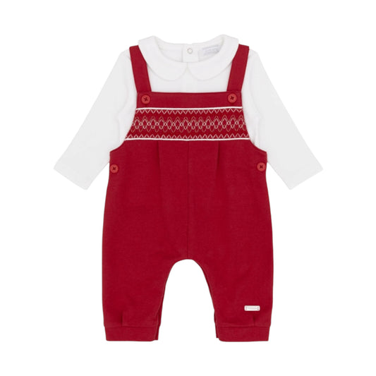 Amore - 2 piece dungaree outfit, white and red