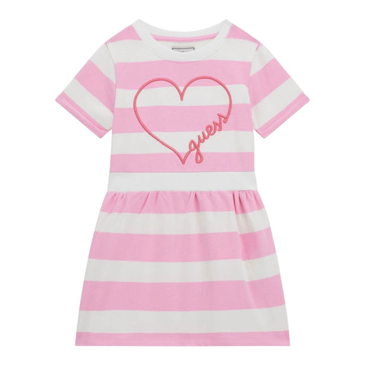 Guess - Pink and white stripe dress with heart