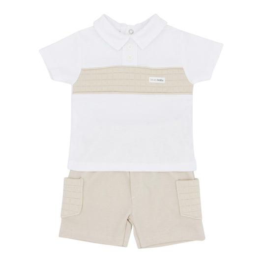 blues baby - 2 piece beige shorts set