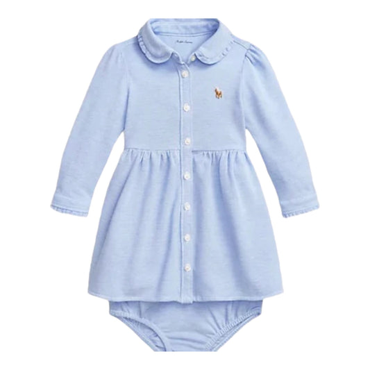Ralph Lauren, , Ralph Lauren - Blue LS Dress with pants, 18 months