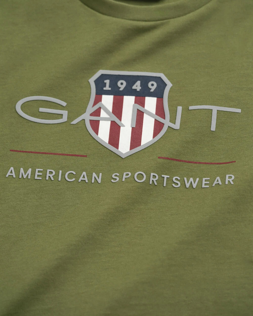 Gant - Olive green long sleeved, shield print LS top,  2-8yrs