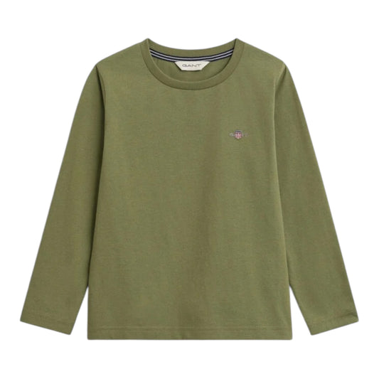 Gant - Olive green, long sleeved T-shirt  2-14yrs