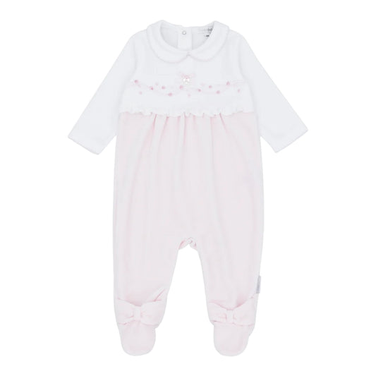 blues baby - Pink and white velour all in one,
