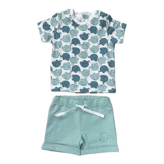 iDO, 2 piece shorts sets, iDO - Sage 2 piece shorts set, elephant print