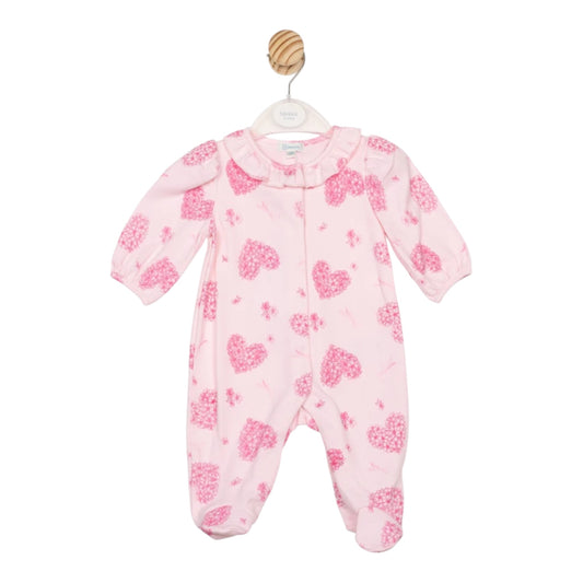Mintini - Pink all in one, floral heart all over print