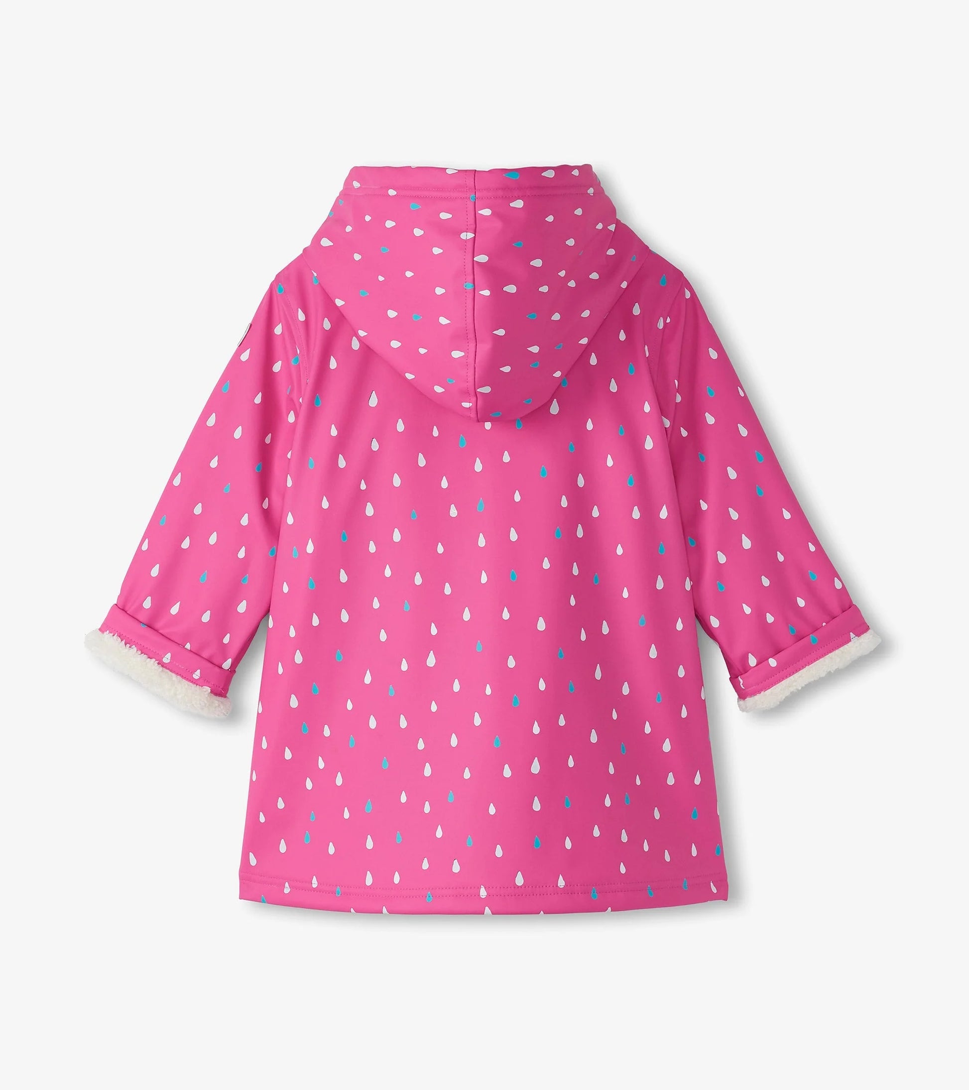 Hatley, raincoats, Hatley - Raindrops sherpa lined splash jacket, pink