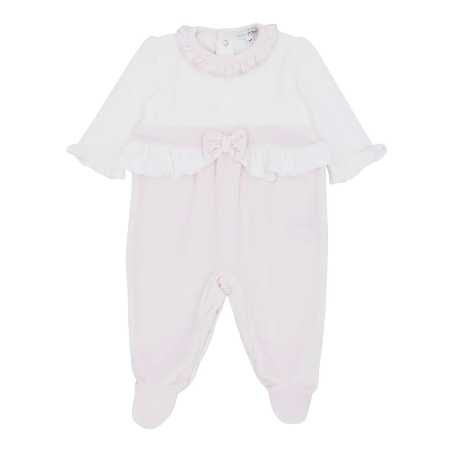 blues baby - Pink and white velour all in one