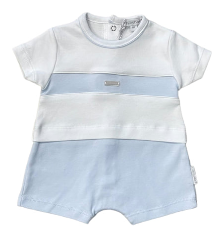 blues baby, All in ones, blues baby - white and pale blue all in one, mock top and shorts