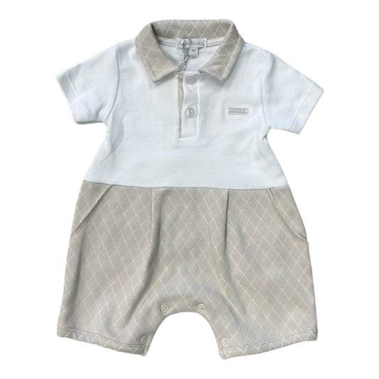 blues baby, rompers, blues baby - Beige blue romper, BB1218