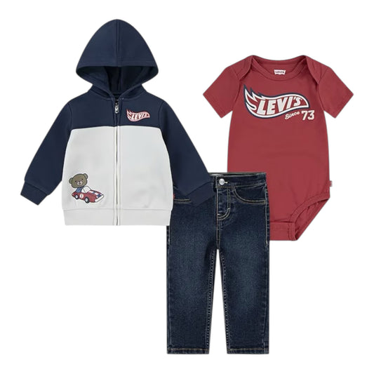 Levi’s - Boys 3 piece outfit, zipper hoodie,  jeans and body T-shirt