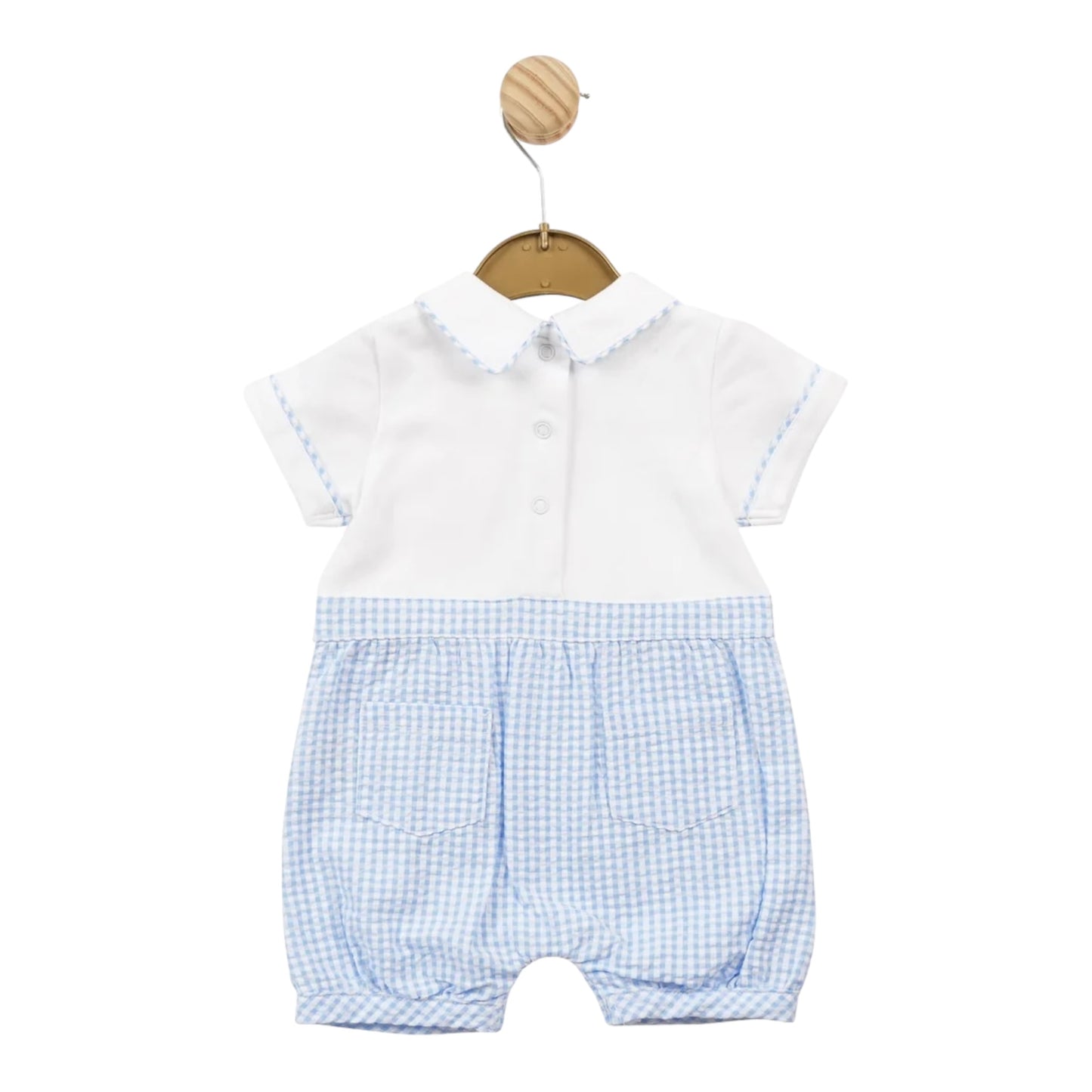 Mintini, All in ones, Mintini - Light blue and white check summer romper