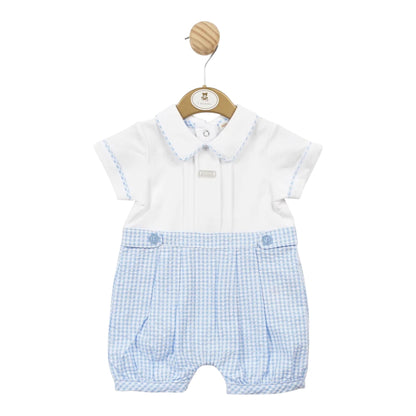 Mintini, All in ones, Mintini - Light blue and white check summer romper