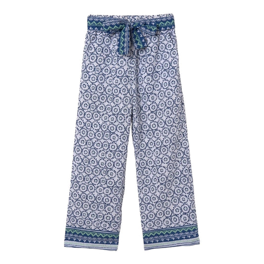 Mayoral - wide leg, blue and white patterned trousers