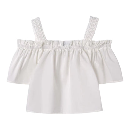 Mayoral - White off the shoulder top with detailed straps