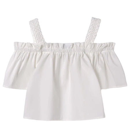 Mayoral - White off the shoulder top with detailed straps
