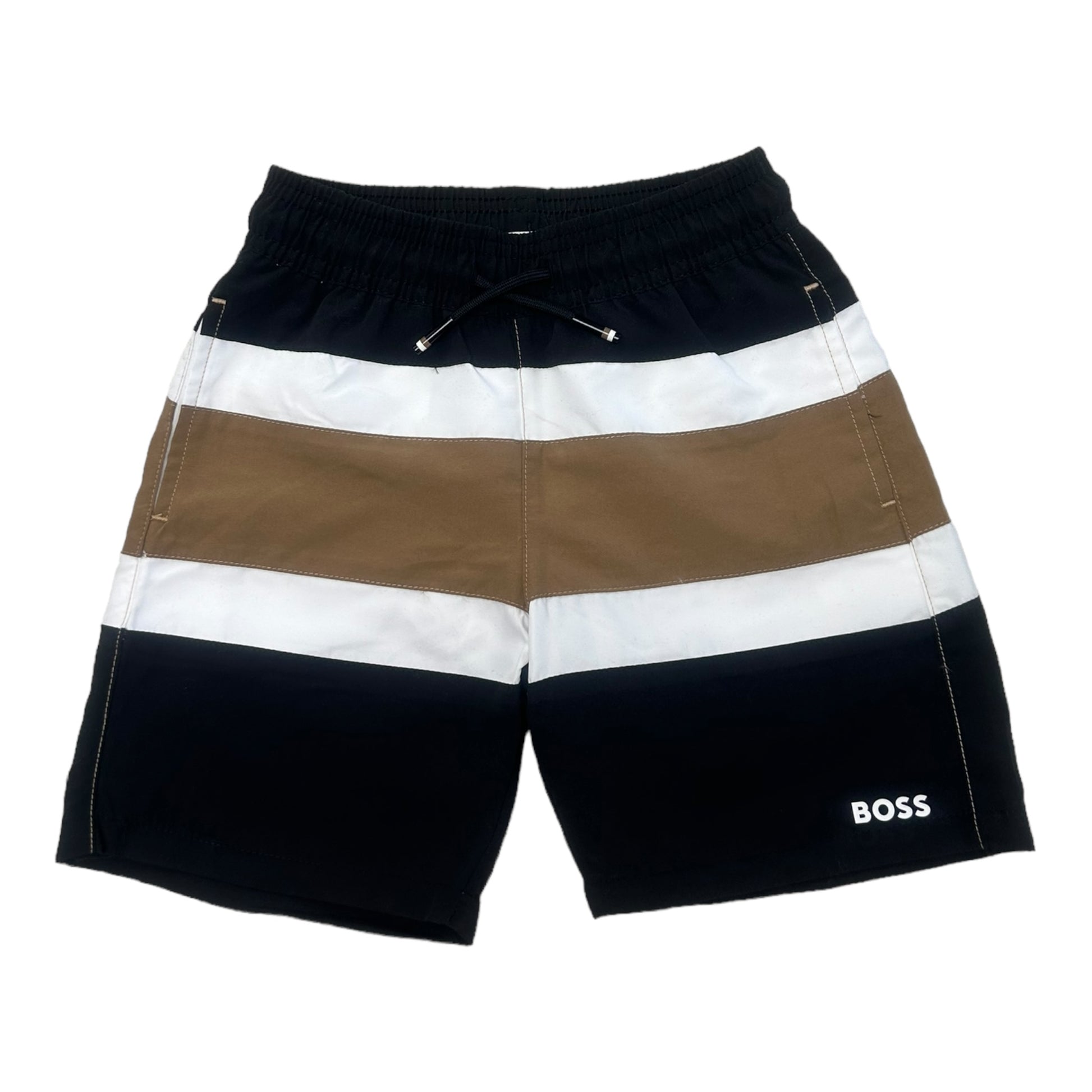 Boss, Shorts, Boss - Swim Shorts, black, tan and white