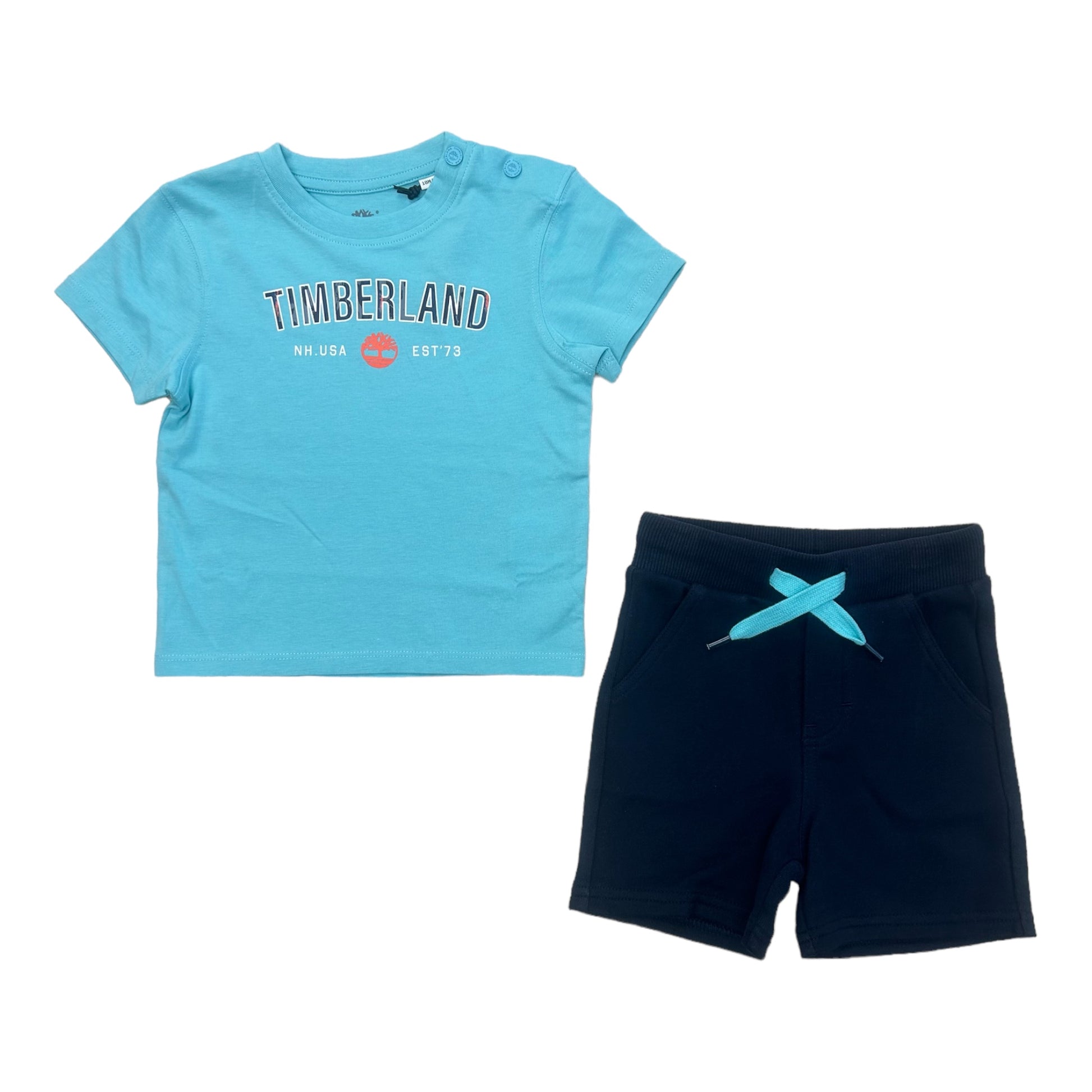 Timberland, 2 piece shorts outfits, Timberland - 2 piece shorts and T-shirt outfit, blue, 18m - 3yrs