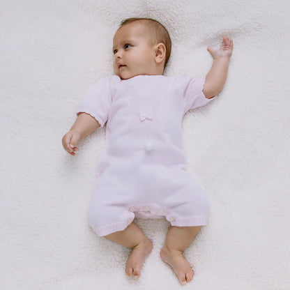 Emile et Rose, rompers, Emile et Rose - Light pink knit all in one, bunny design, Frankie