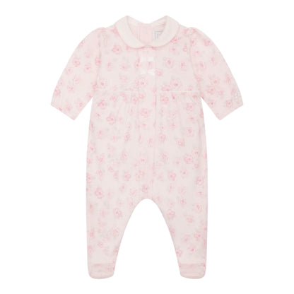 Emile et Rose - Pink all in one with all over floral print, with matching headband