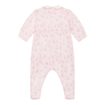 Emile et Rose - Pink all in one with all over floral print, with matching headband