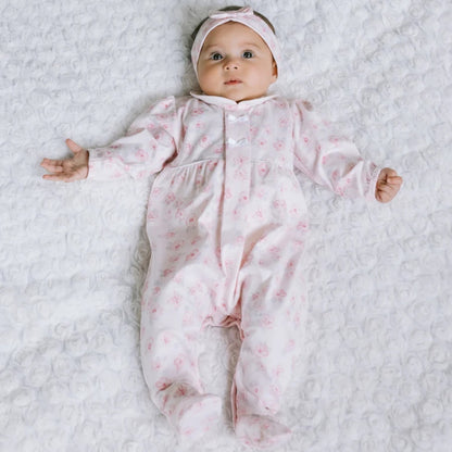 Emile et Rose - Pink all in one with all over floral print, with matching headband