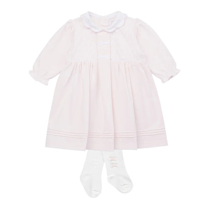 Emile et Rose - Light pink dress and tights, embroidered bodice, Hettie