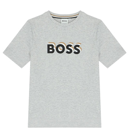 Boss, T-shirts, Boss - Crew neck, GreyT-shirts with BOSS front print