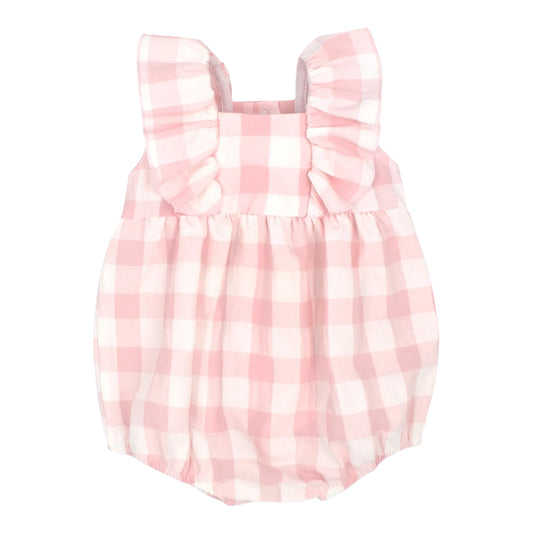 Rapife - Pink and white check romper