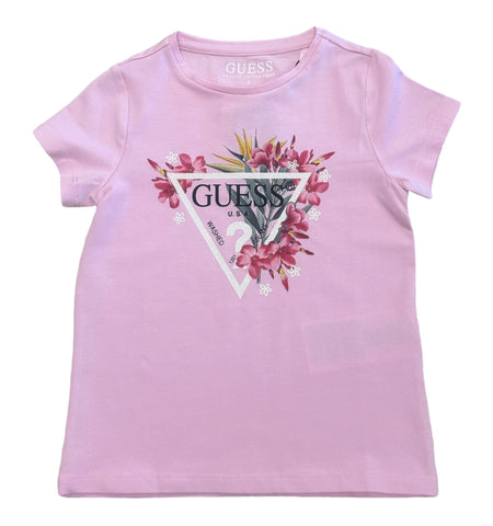 Guess, T-shirts, Guess - Pink T-shirt with GUESS front print