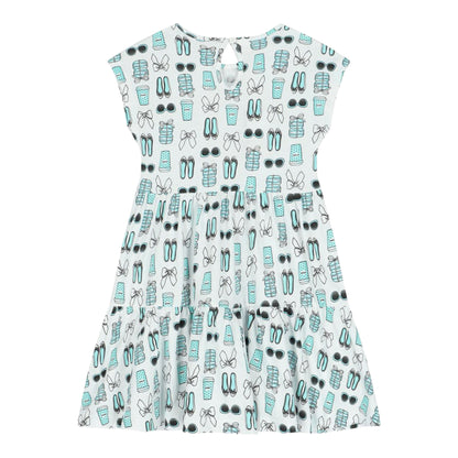 iDO, dresses, iDO - White dress with aqua shoe and sunglasses print