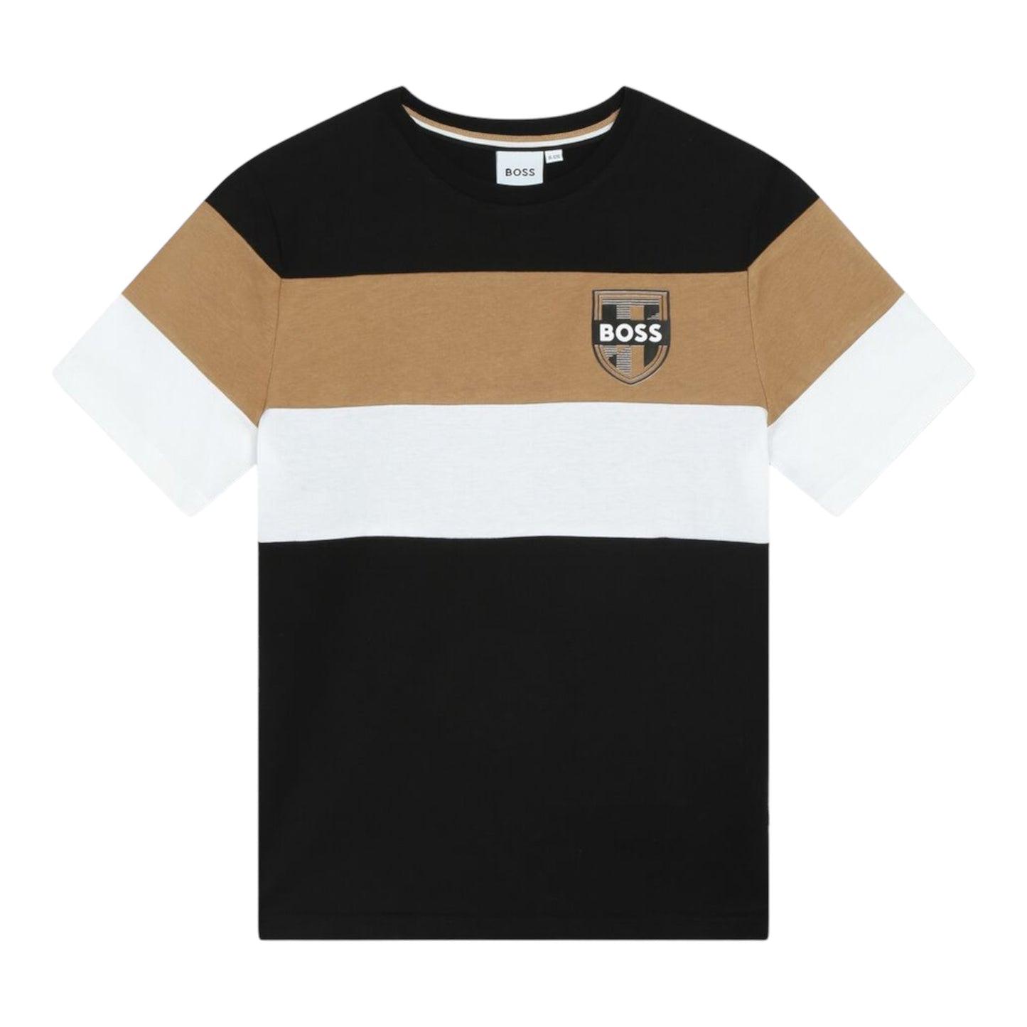 Boss, T-shirts, Boss - Crew neck T-shirt, tan, black and white