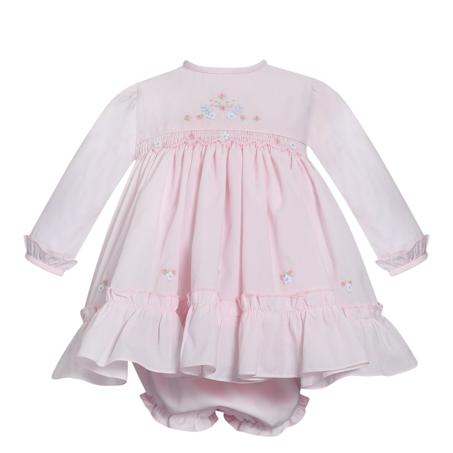 Sarah Louise - Traditional pink hand smocked dress with pants
