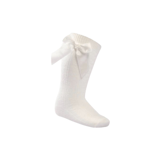 Soft Touch - Bow Knee Socks, Off white
