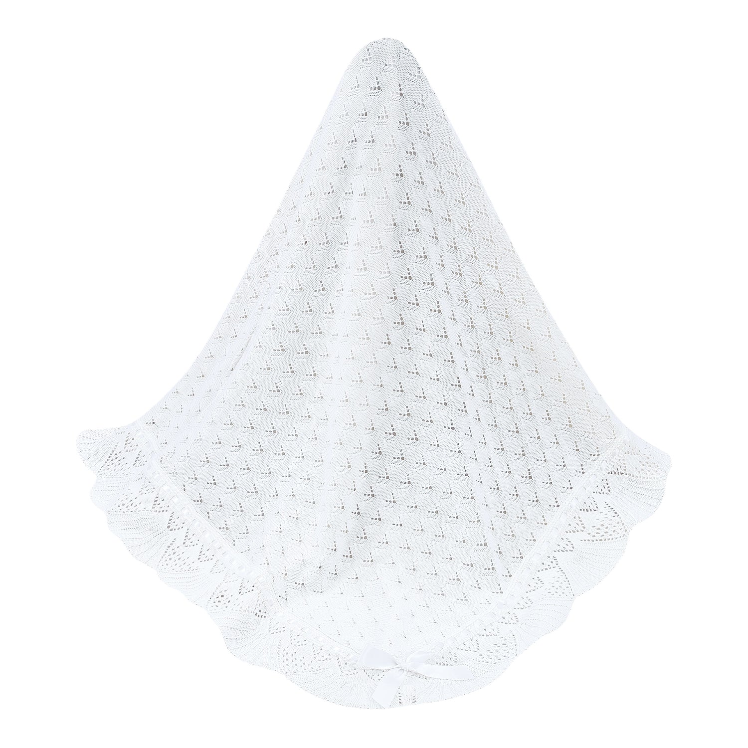Beautiful white shawl with scalloped edges