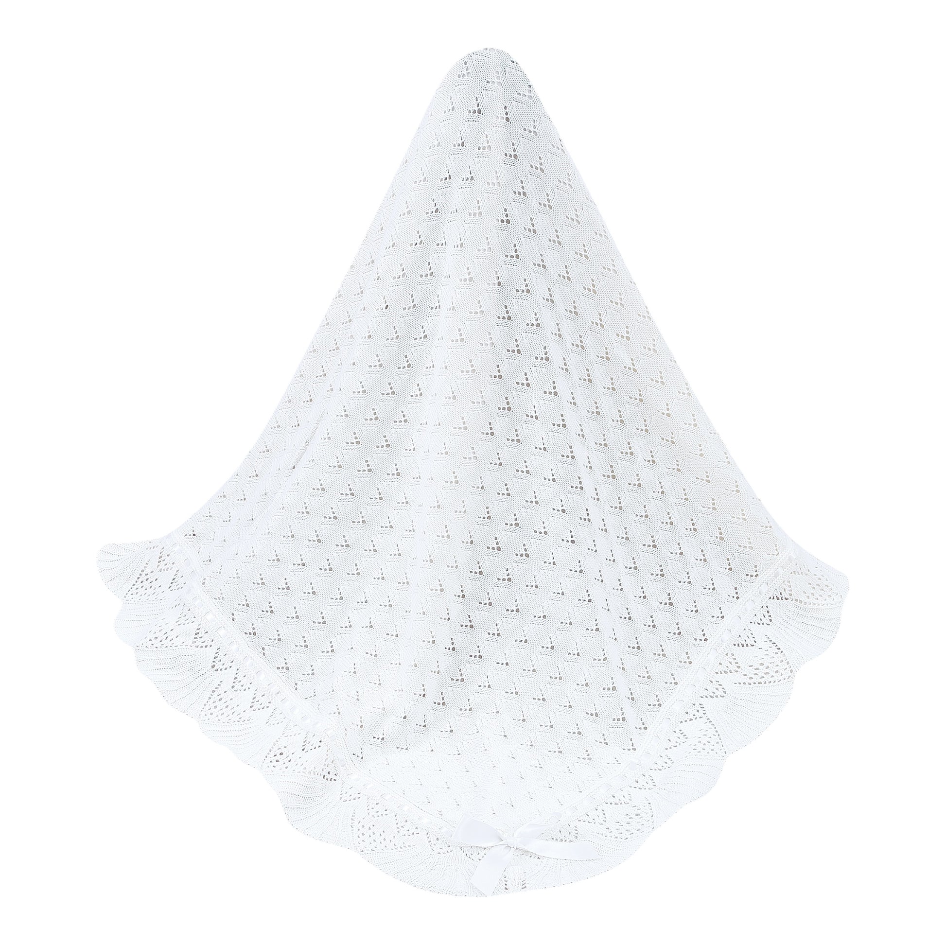 Beautiful white shawl with scalloped edges