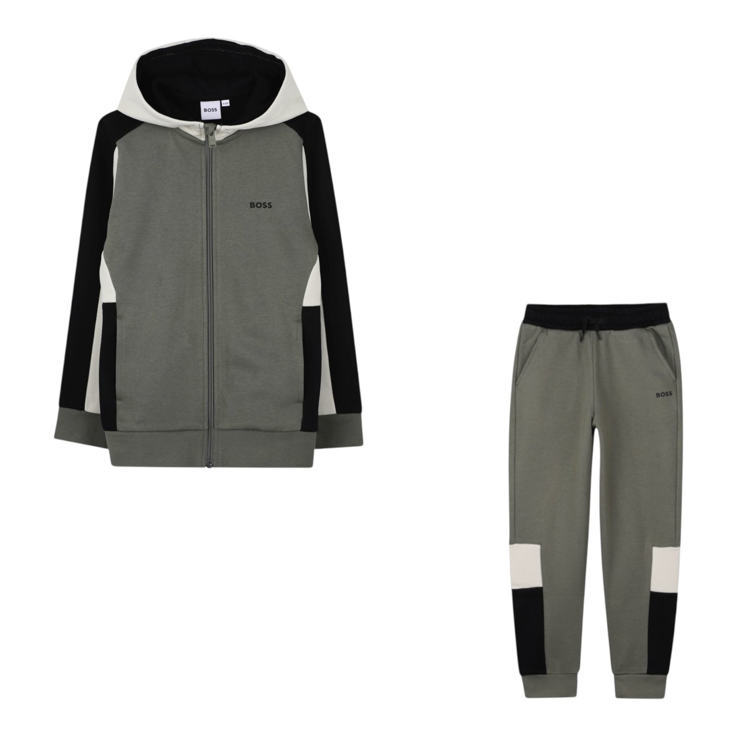 Boss - Khaki, black and cream tracksuit
