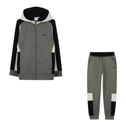 Boss - Khaki, black and cream tracksuit