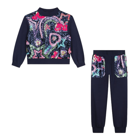 Billieblush, Leggings, Billieblush - Navy glitter tracksuit