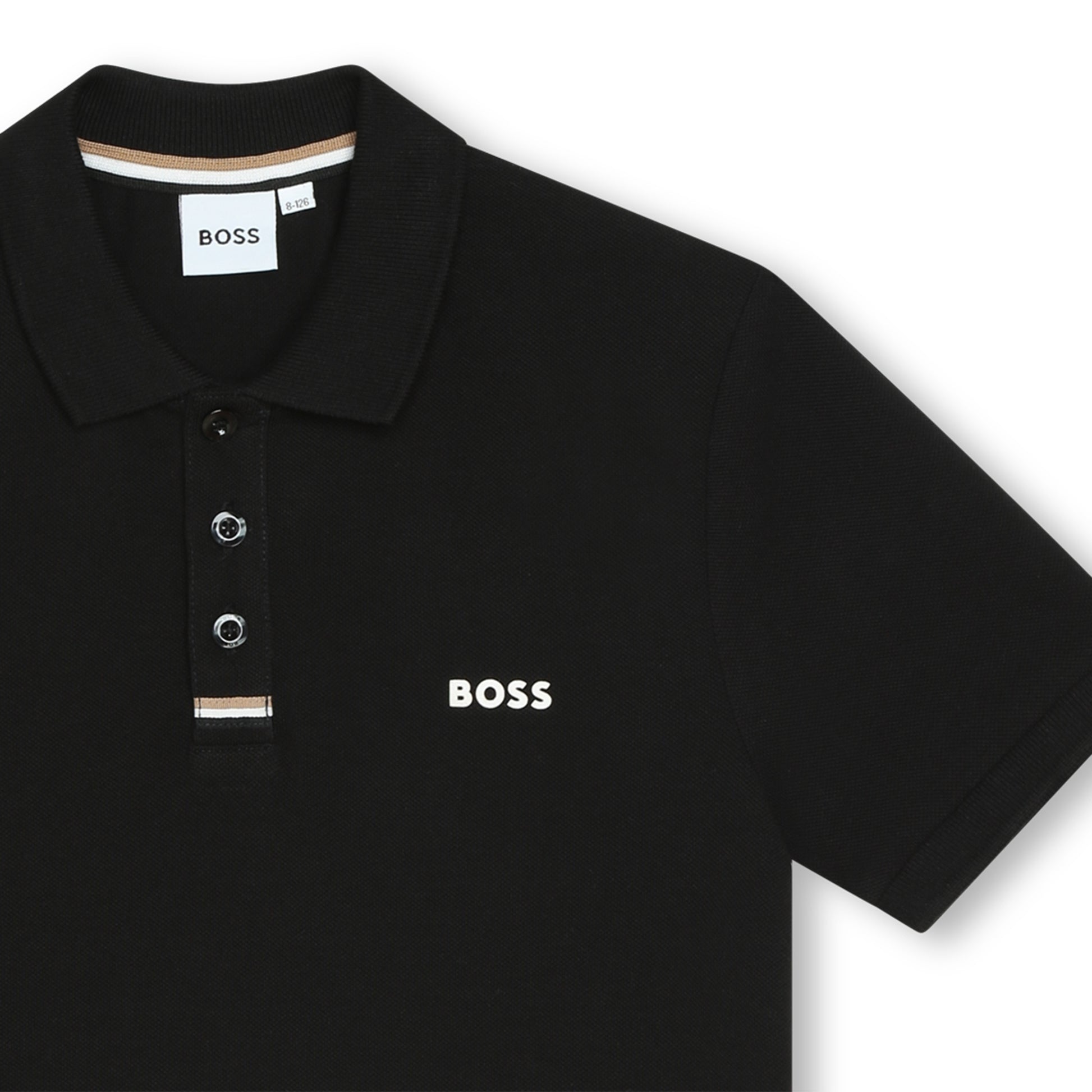 Boss, T-shirts, Boss - Black Polo T-shirt with tan and white trim