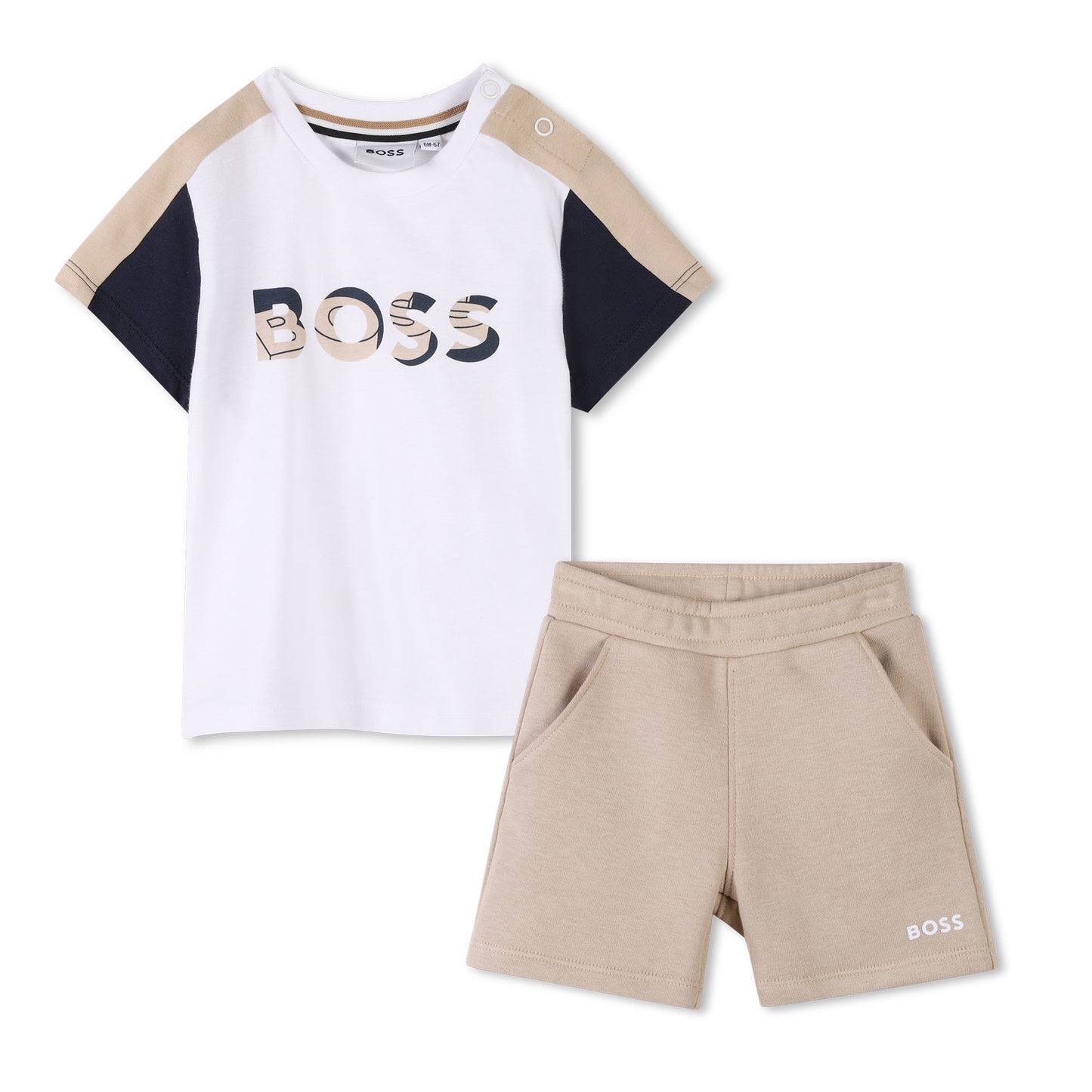 Boss, 2 piece shorts outfits, Boss - 2 piece shorts set, white/beige