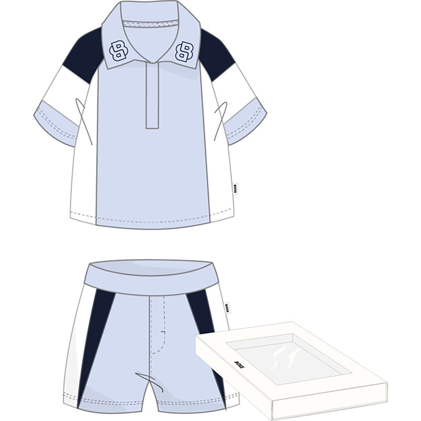 Boss, 2 piece shorts sets, Boss - Light blue 2 piece shorts set