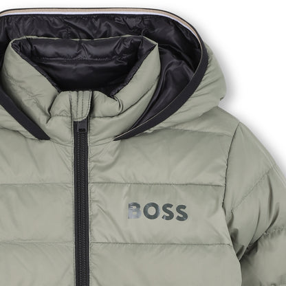 Boss - Green reversible hooded padded jacket