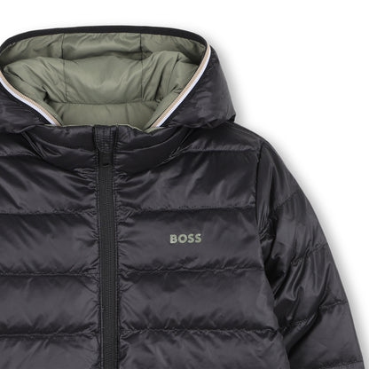 Boss - Green reversible hooded padded jacket