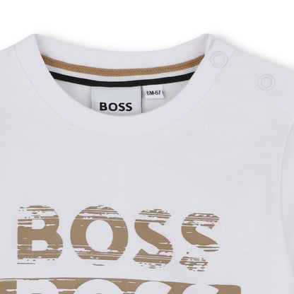 Boss - White long sleeved T-shirt, Boss front print. (18m -3yrs)