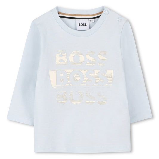 Boss - Pale blue long sleeved T-shirt, Boss front print  (18m-3yrs)