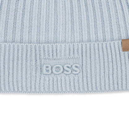 Boss - Pale blue knitted pull on hat